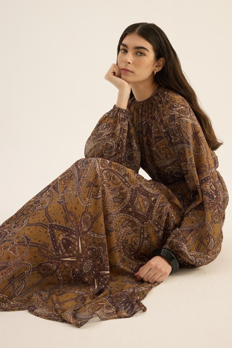 Üç Katlı Şifon Elbise Zeytin yeşili