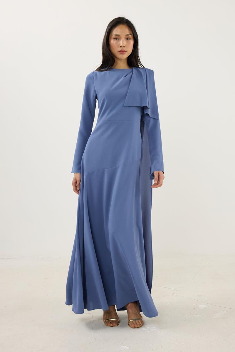 Verev Kesimli Abiye Elbise İndigo