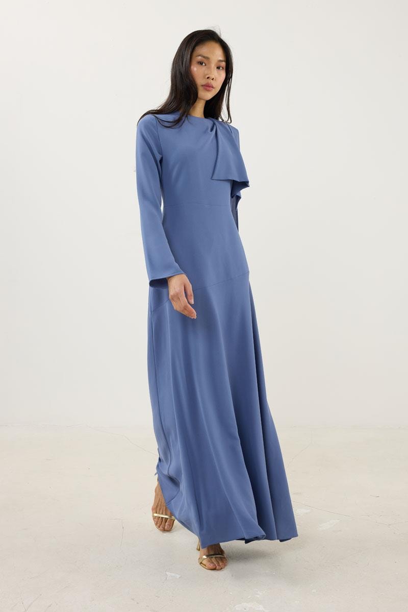 Verev Kesimli Abiye Elbise İndigo