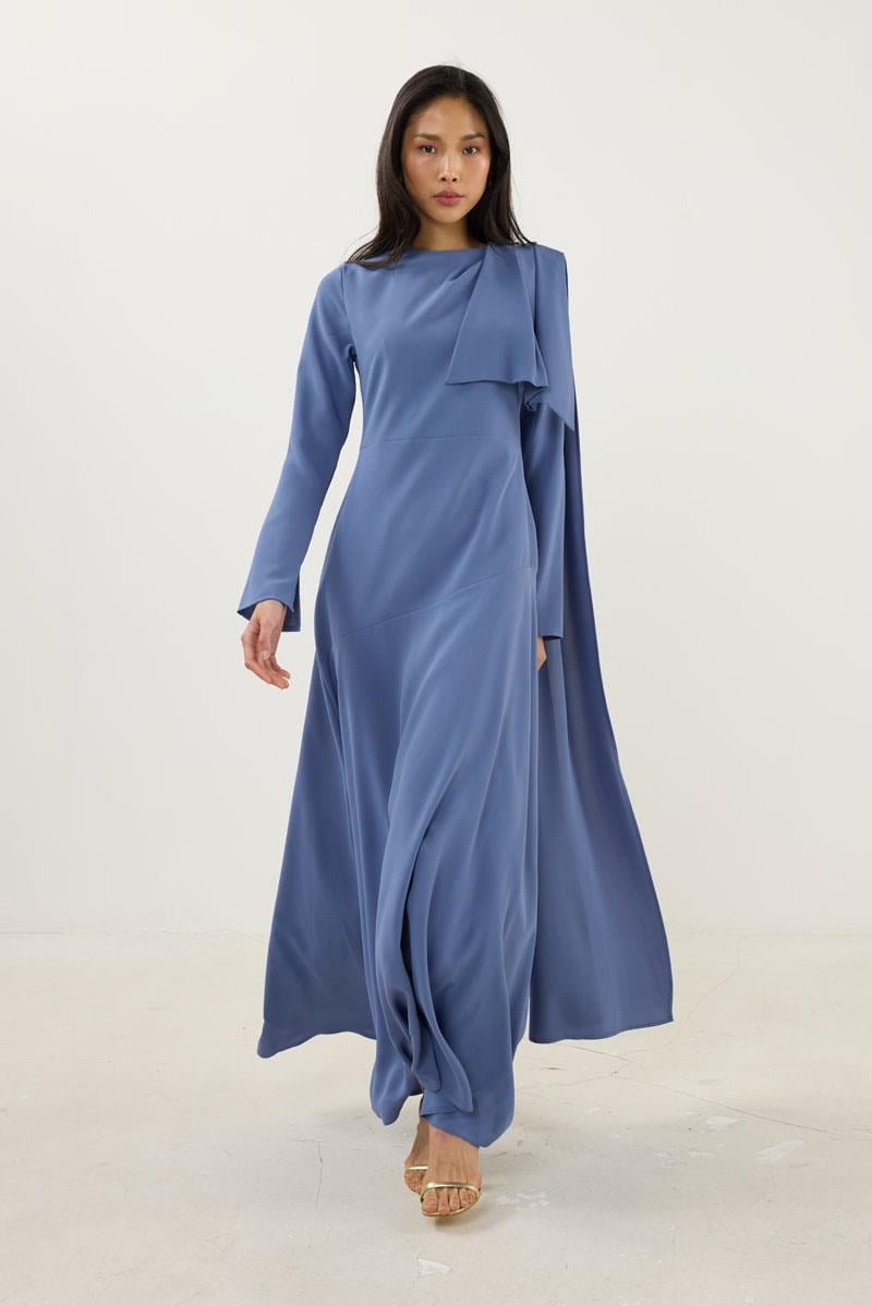 Verev Kesimli Abiye Elbise İndigo