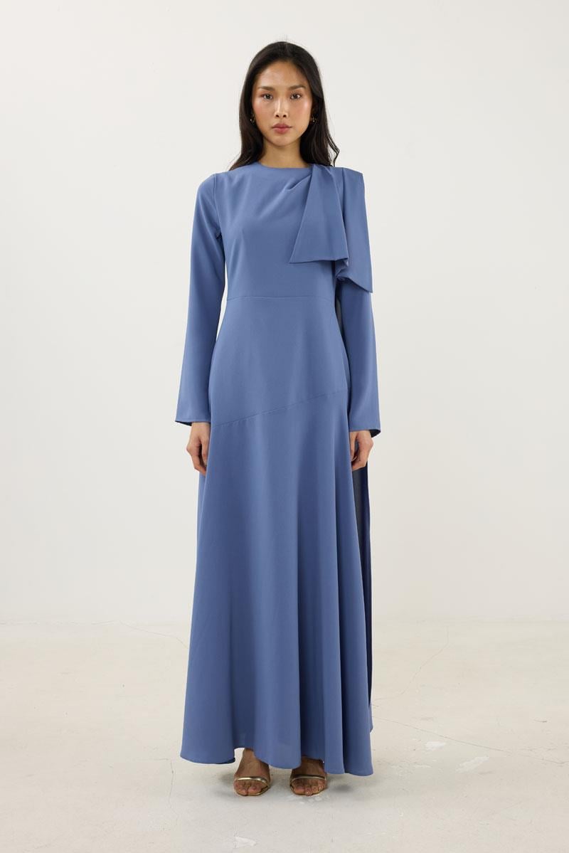 Verev Kesimli Abiye Elbise İndigo