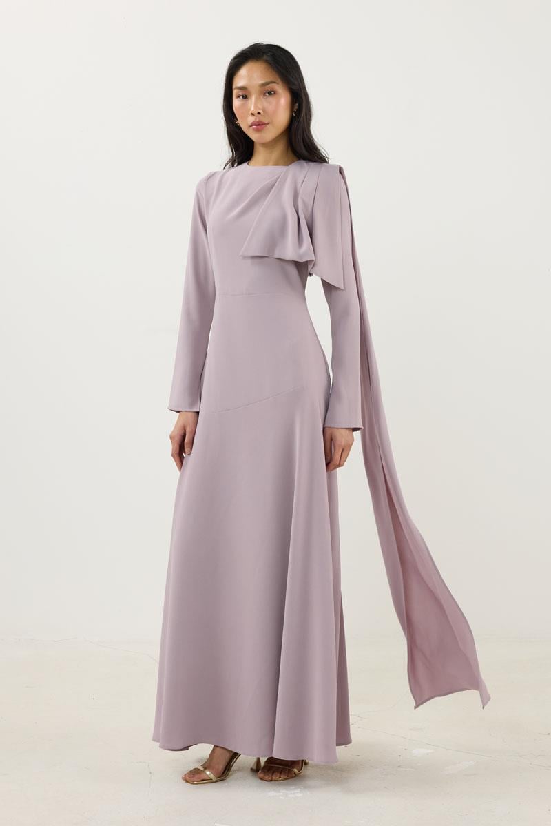 Verev Kesimli Abiye Elbise Leylak