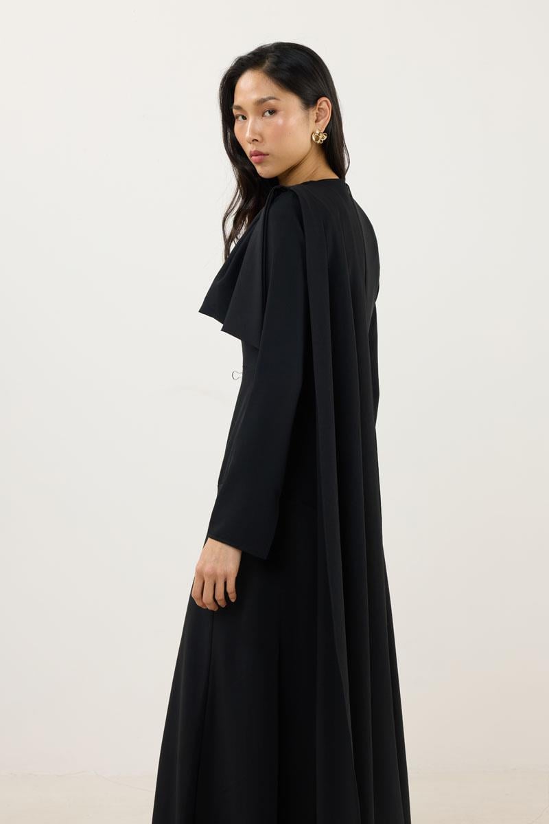 Verev Kesimli Abiye Elbise Siyah