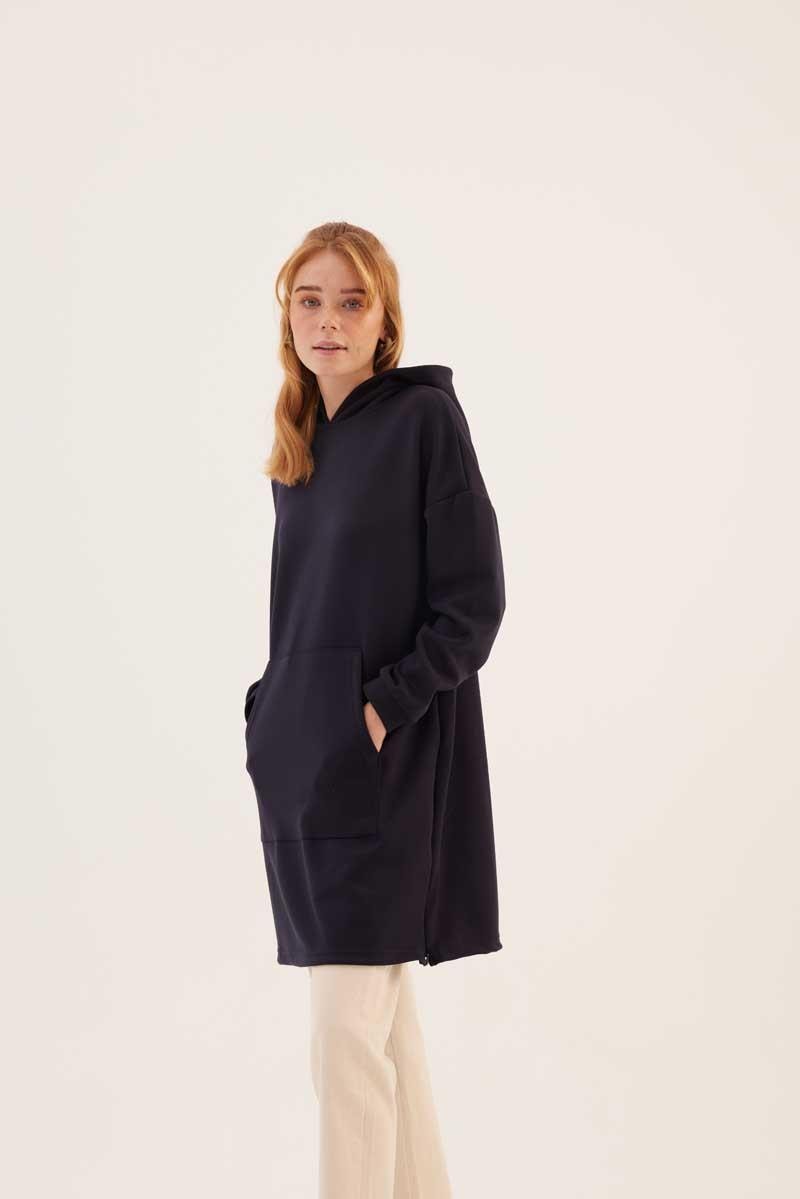 Yanlardan Fermuarlı Sweatshirt