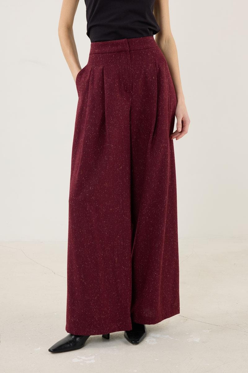Yün Karışımlı Pantolon Bordo