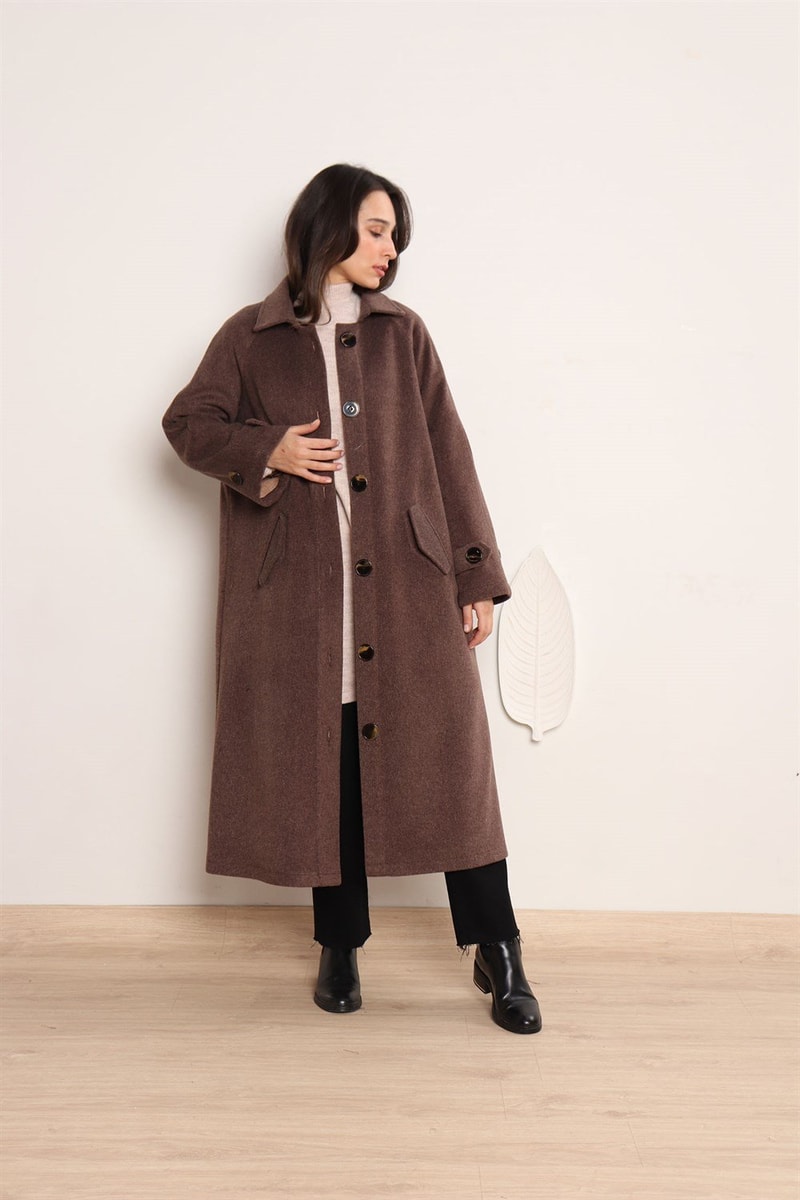 Yünlü Oversize Kaban