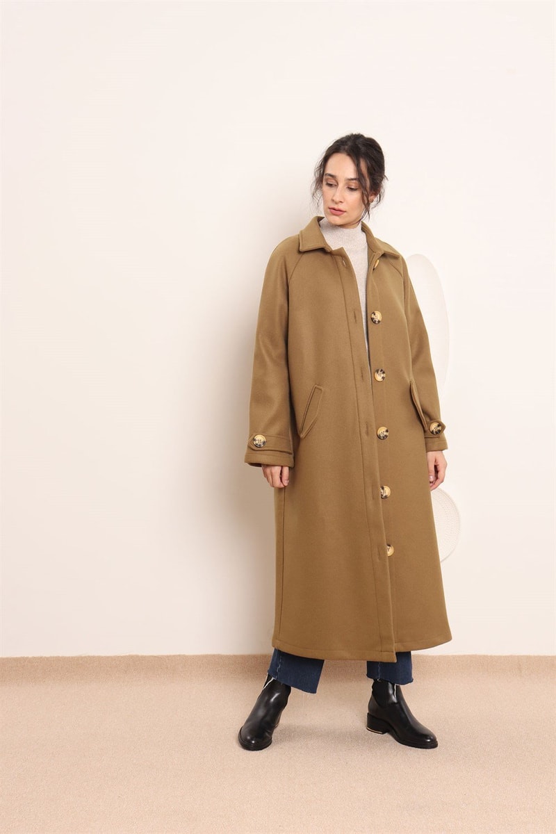 Yünlü Oversize Kaban