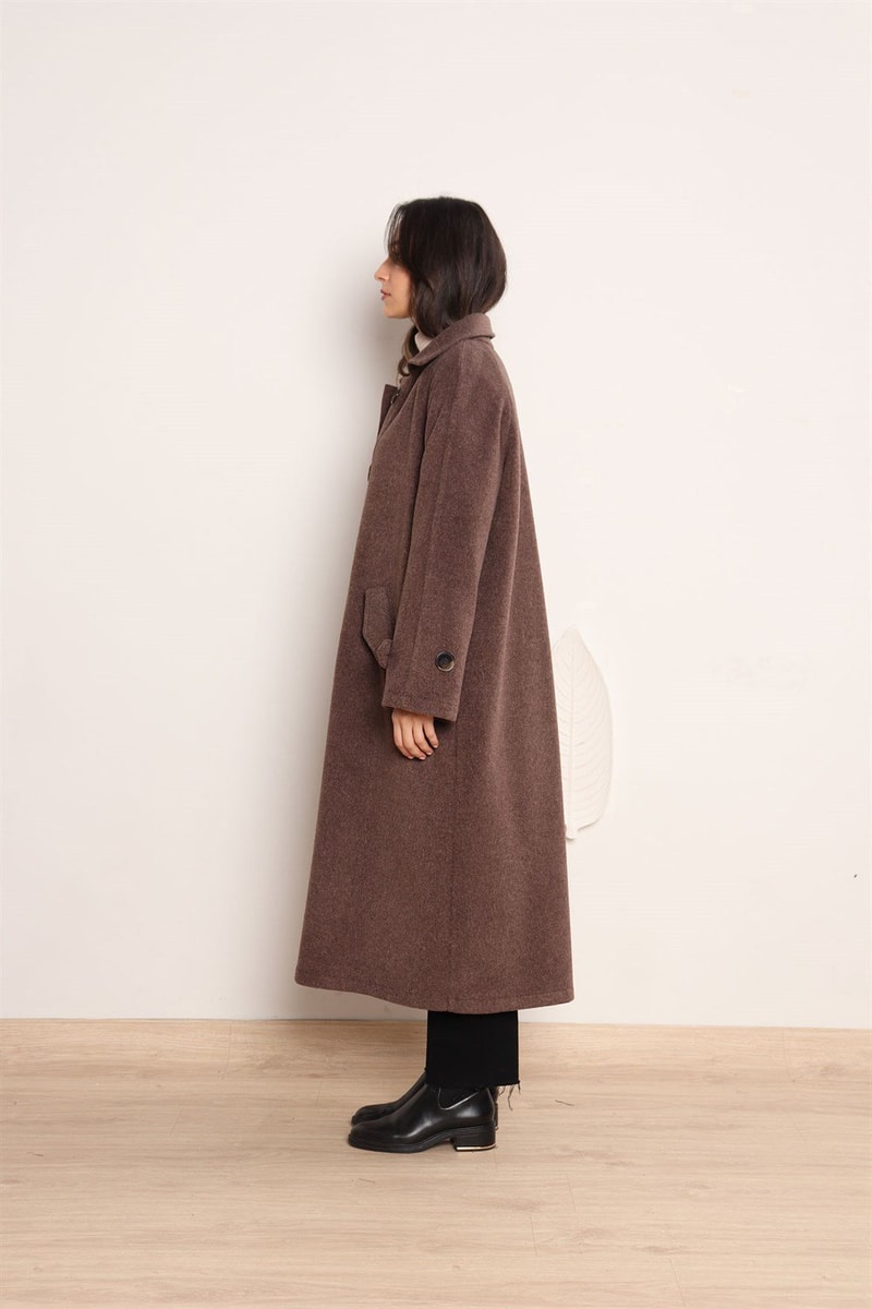 Yünlü Oversize Kaban