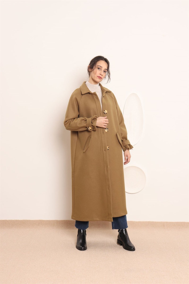 Yünlü Oversize Kaban