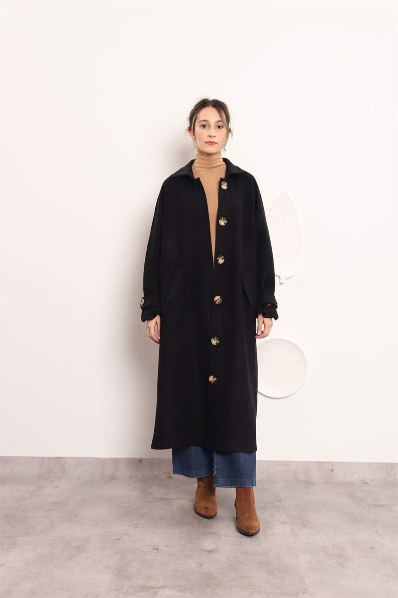 Yünlü Oversize Kaban