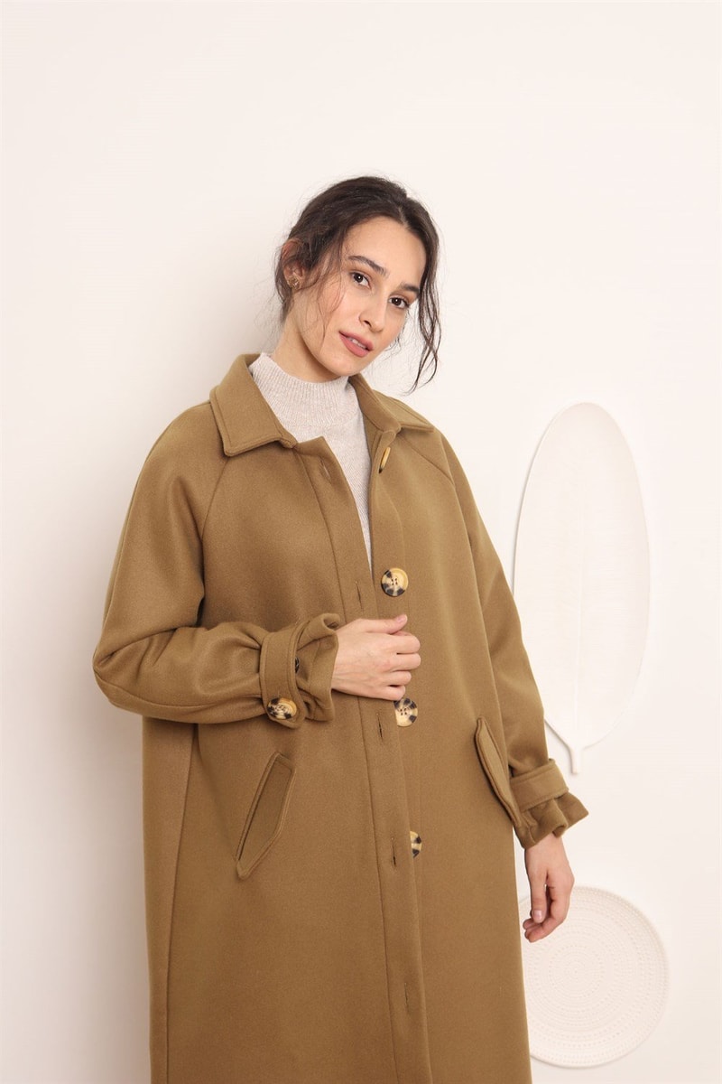 Yünlü Oversize Kaban