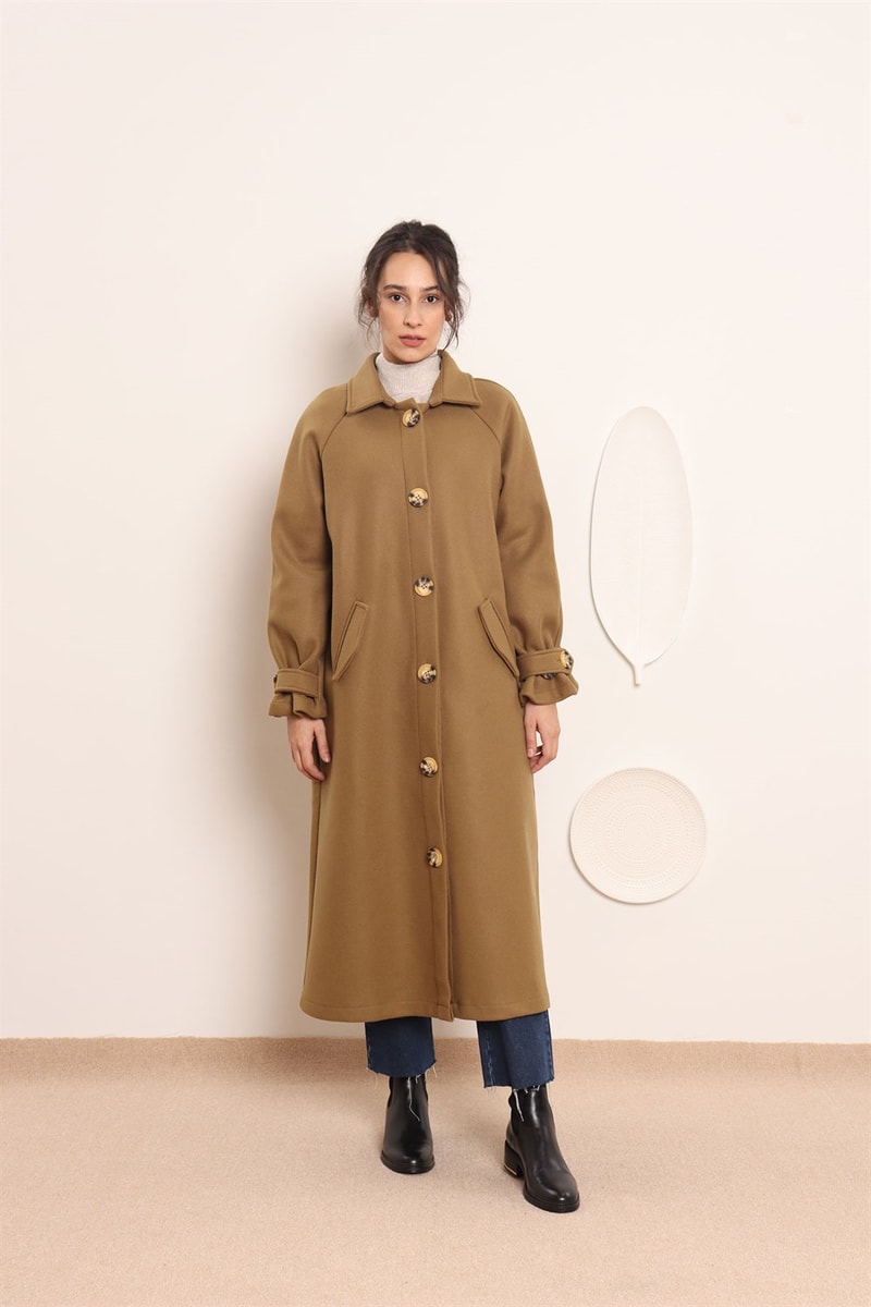 Yünlü Oversize Kaban