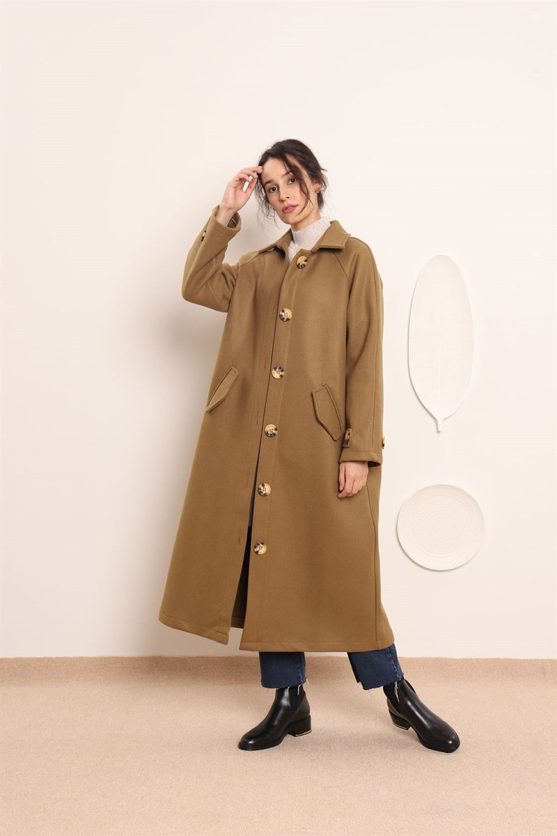 Yünlü Oversize Kaban