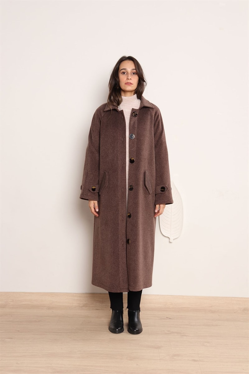 Yünlü Oversize Kaban