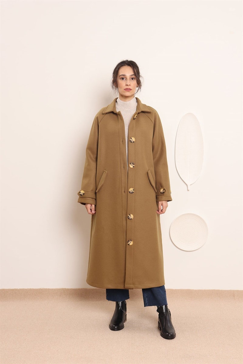 Yünlü Oversize Kaban