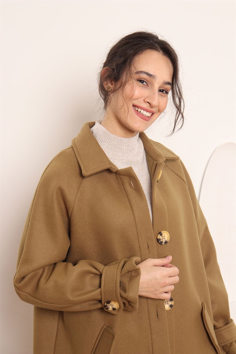 Yünlü Oversize Kaban