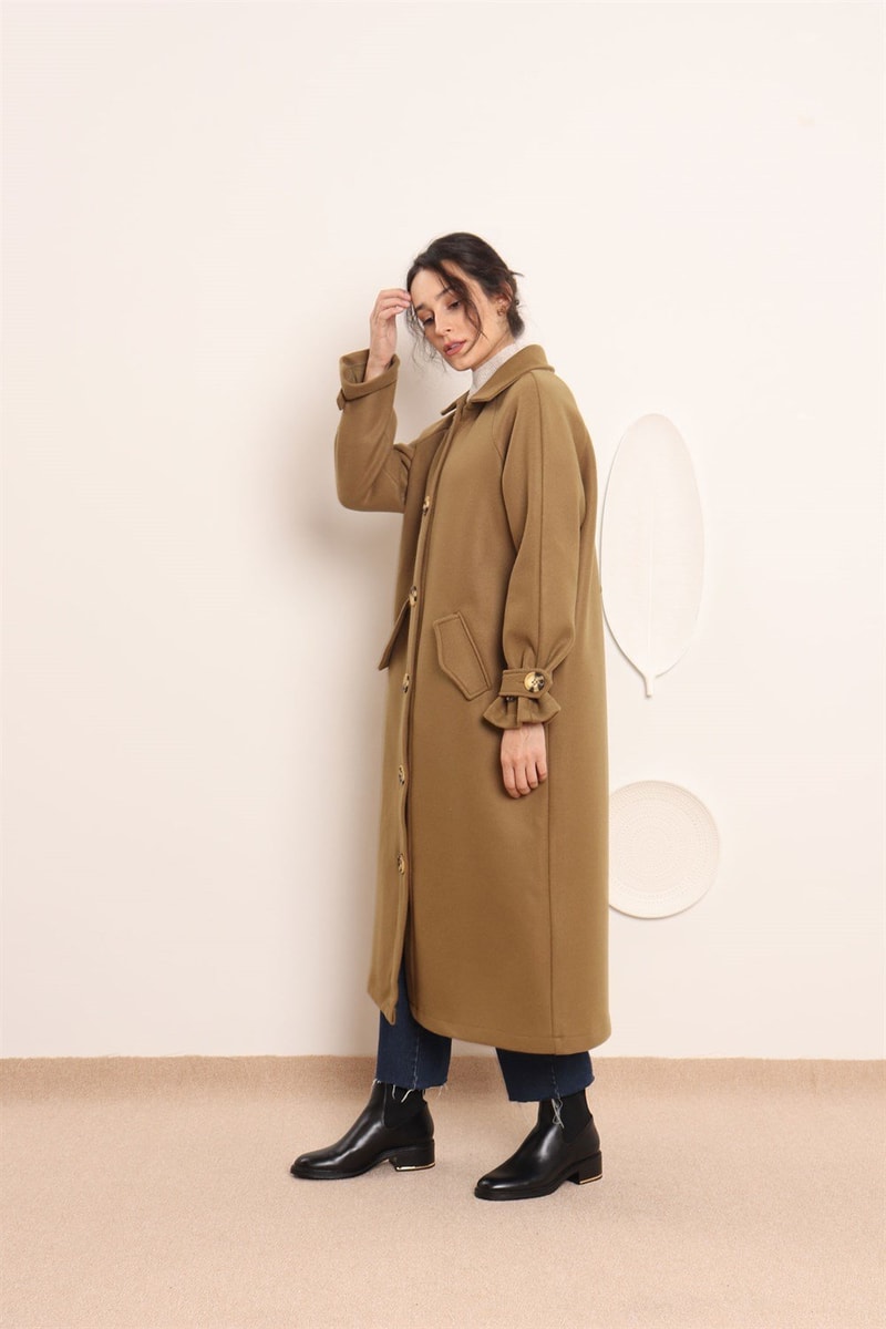 Yünlü Oversize Kaban
