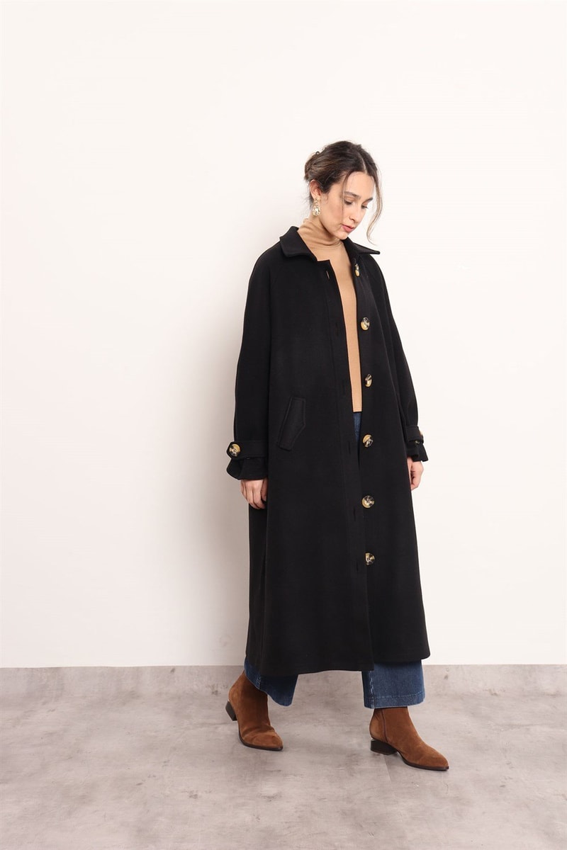 Yünlü Oversize Kaban