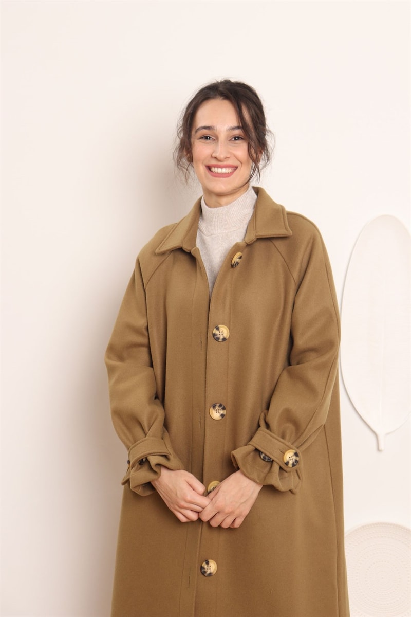 Yünlü Oversize Kaban