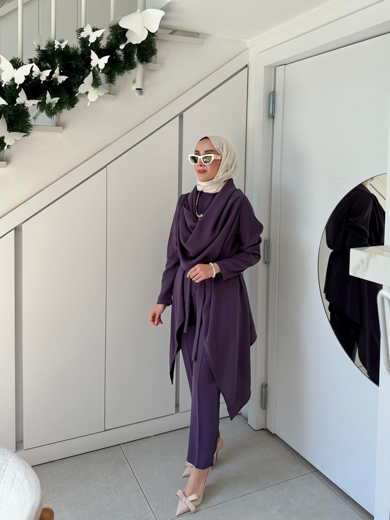 NOIRRE DESİGNTakımAsimetrik Fleur Üçlü Takım (mürdüm)