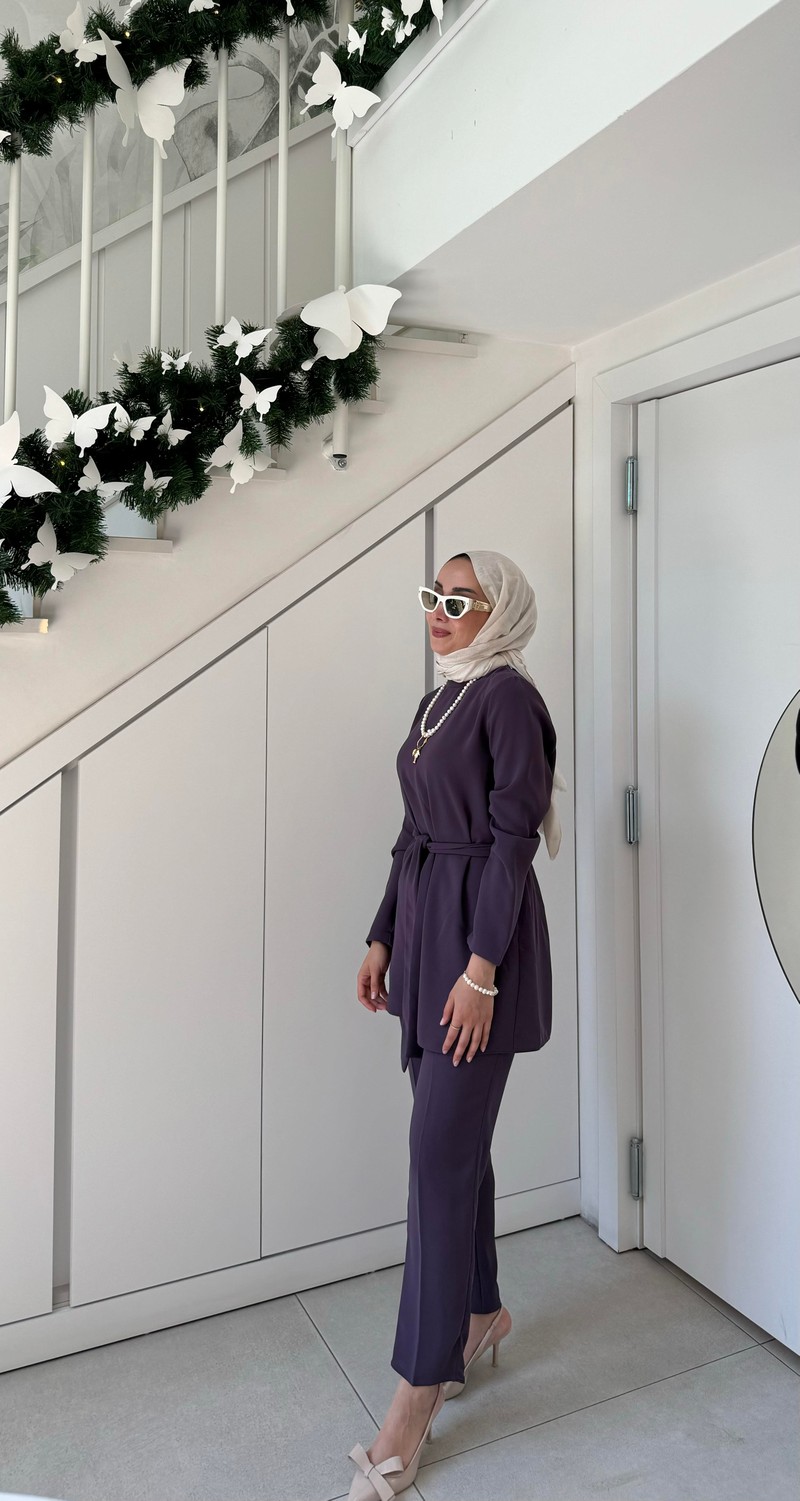 NOIRRE DESİGNTakımAsimetrik Fleur Üçlü Takım (mürdüm)