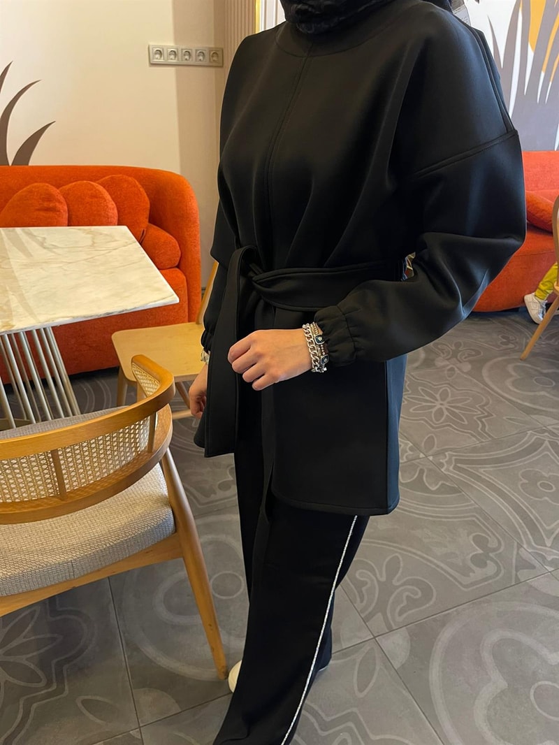 NOIRRETunikbağlamalı scuba sweatshirt siyah