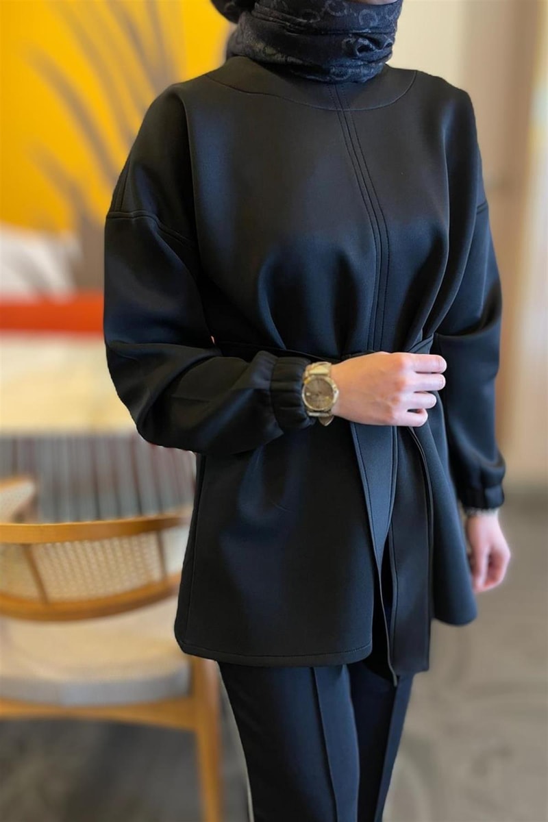 NOIRRE DESİGNTunikBağlamalı Scuba Sweatshirt Siyah