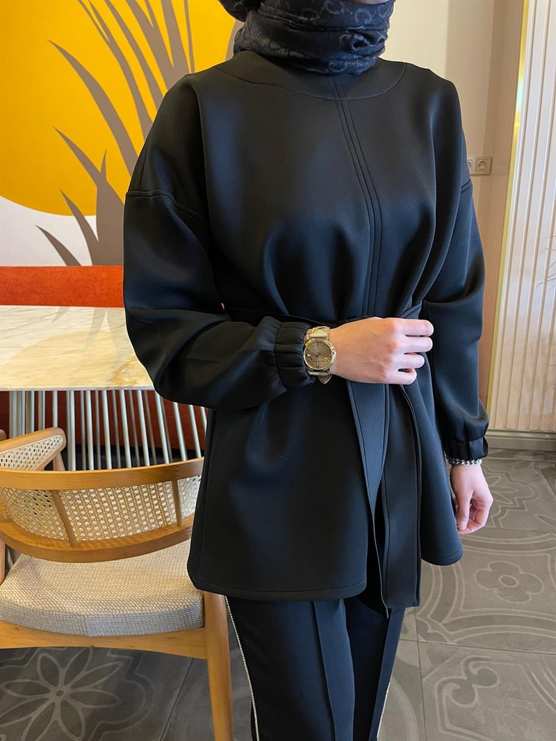 NOIRRETunikbağlamalı scuba sweatshirt siyah