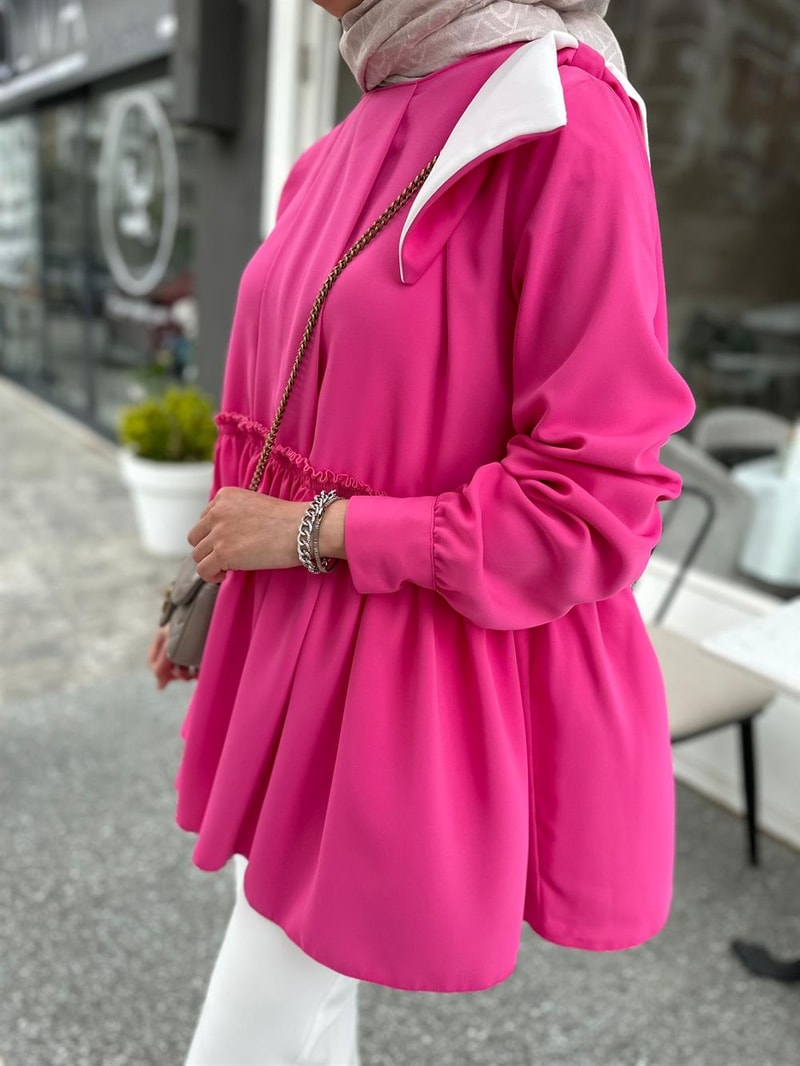 NOIRRE DESİGNGömlekBüzgülü Detaylı Tunik (pembe)