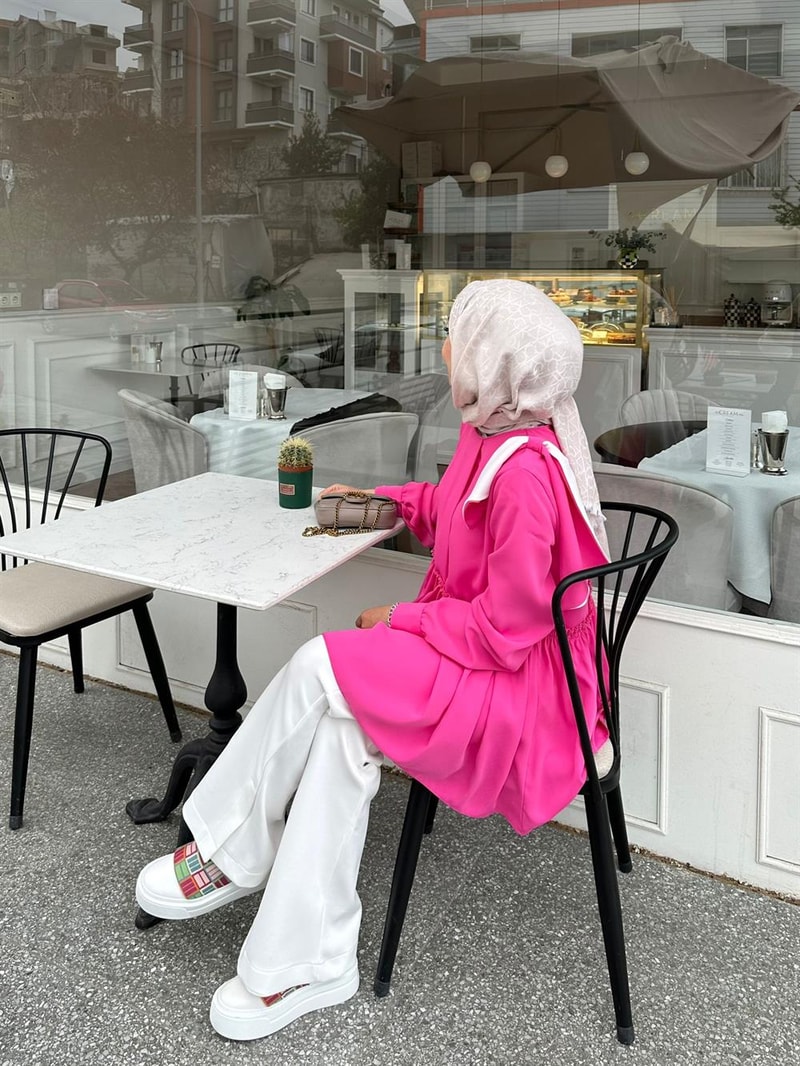NOIRRE DESİGNGömlekBüzgülü Detaylı Tunik (pembe)