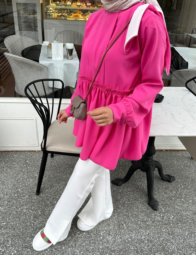 NOIRRE DESİGNGömlekBüzgülü Detaylı Tunik (pembe)