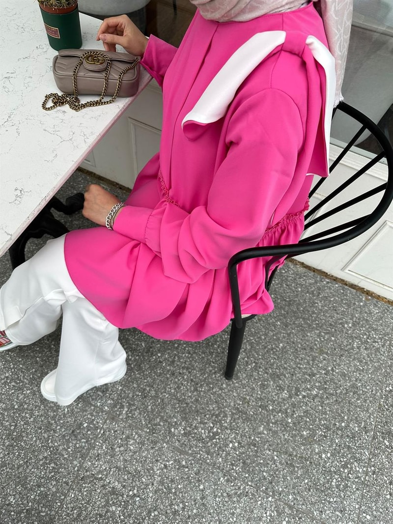 NOIRRE DESİGNGömlekBüzgülü Detaylı Tunik (pembe)