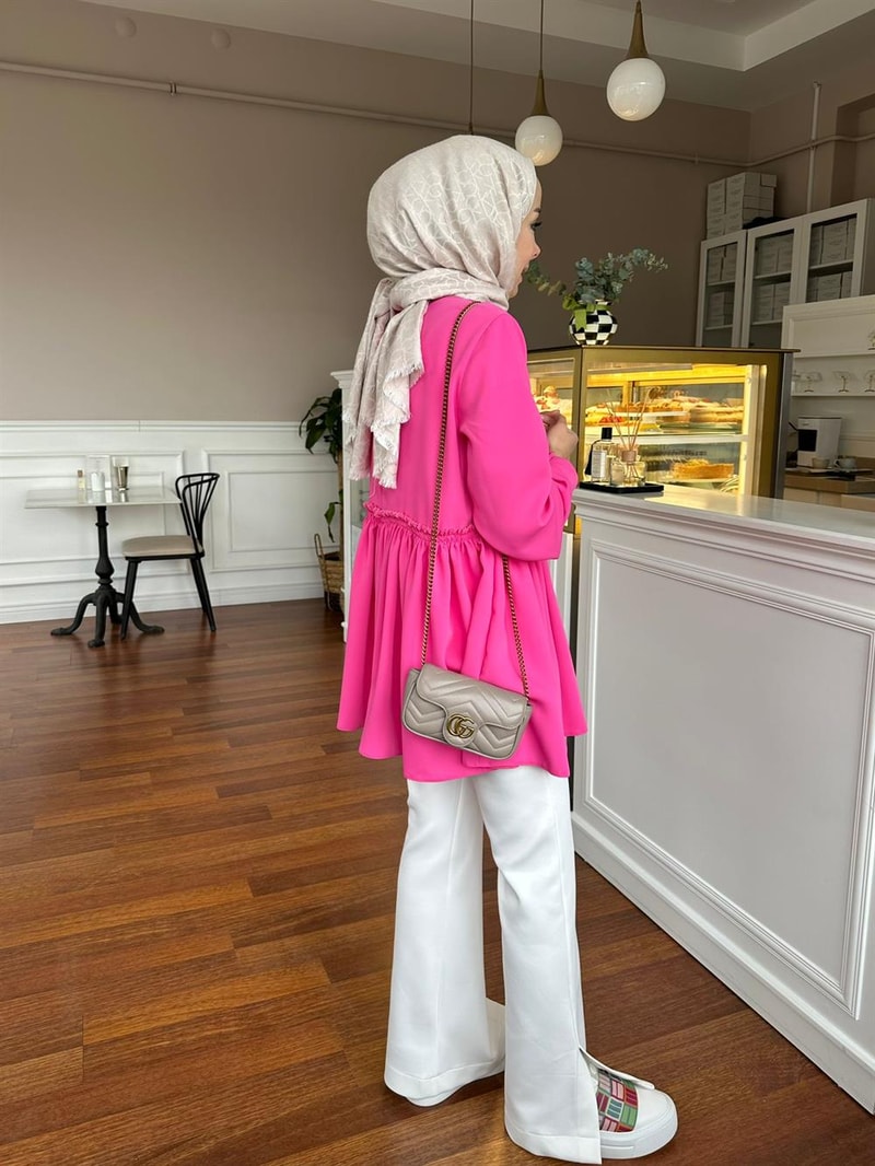NOIRRE DESİGNGömlekBüzgülü Detaylı Tunik (pembe)