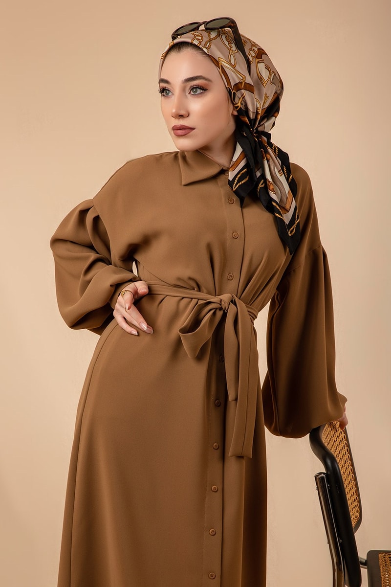 Camel Gömlek Elbise
