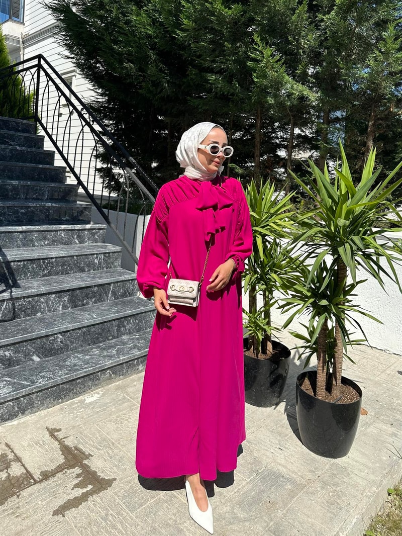 NOIRRE DESİGNElbiseOmuz Detay Elbise Fuşya 