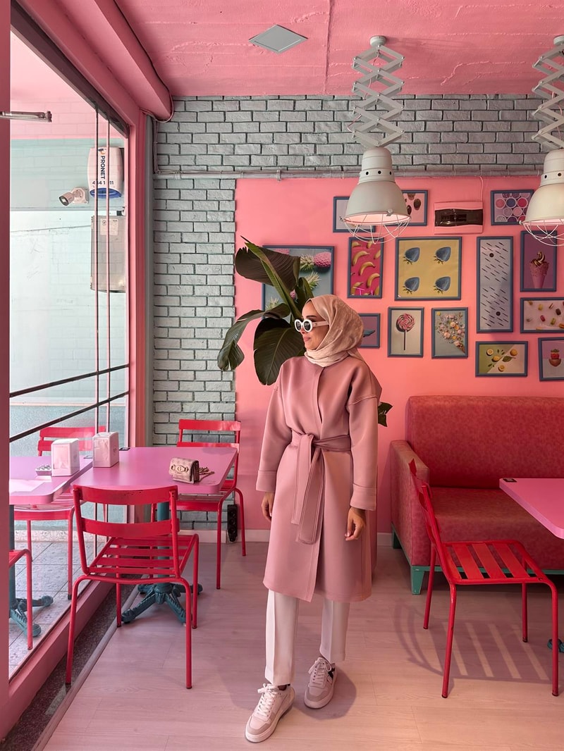 NOIRRE DESİGNCeketPembe Puf Scuba Kap 