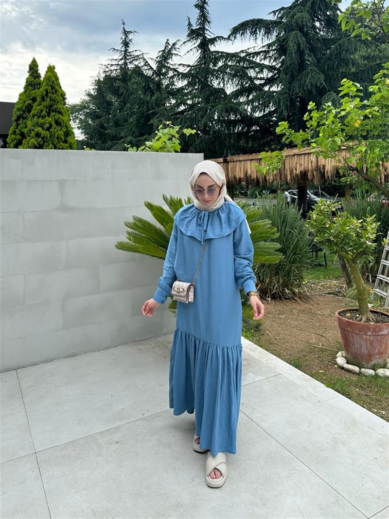 NOIRRE DESİGNElbiseSafari Keten Elbise İndigo