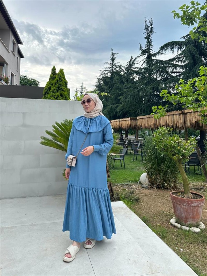 NOIRRE DESİGNElbiseSafari Keten Elbise İndigo