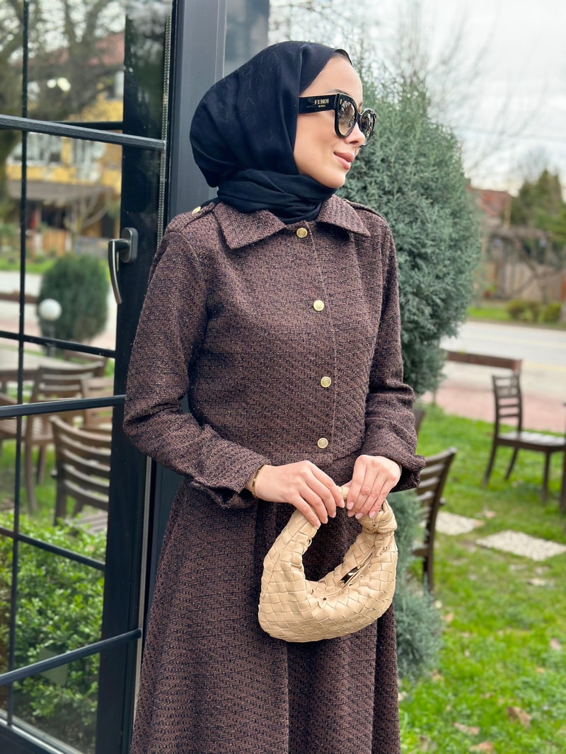 NOIRRE DESİGNTakımTüvit Etek Ceket Takım Kahve 