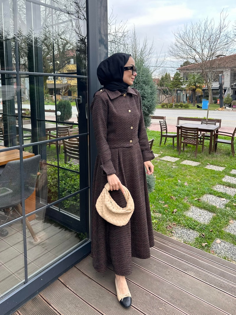 NOIRRE DESİGNTakımTüvit Etek Ceket Takım Kahve 