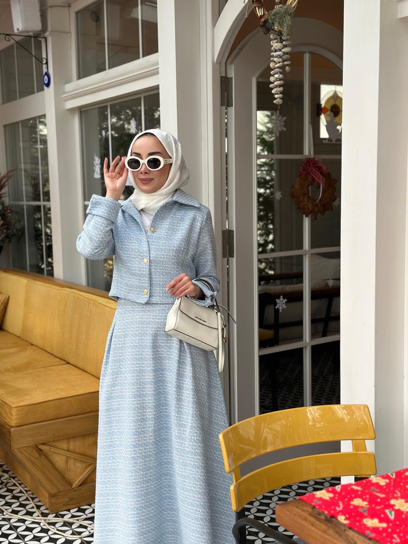 NOIRRE DESİGNTakımTüvit Etek Ceket Takım Mavi 
