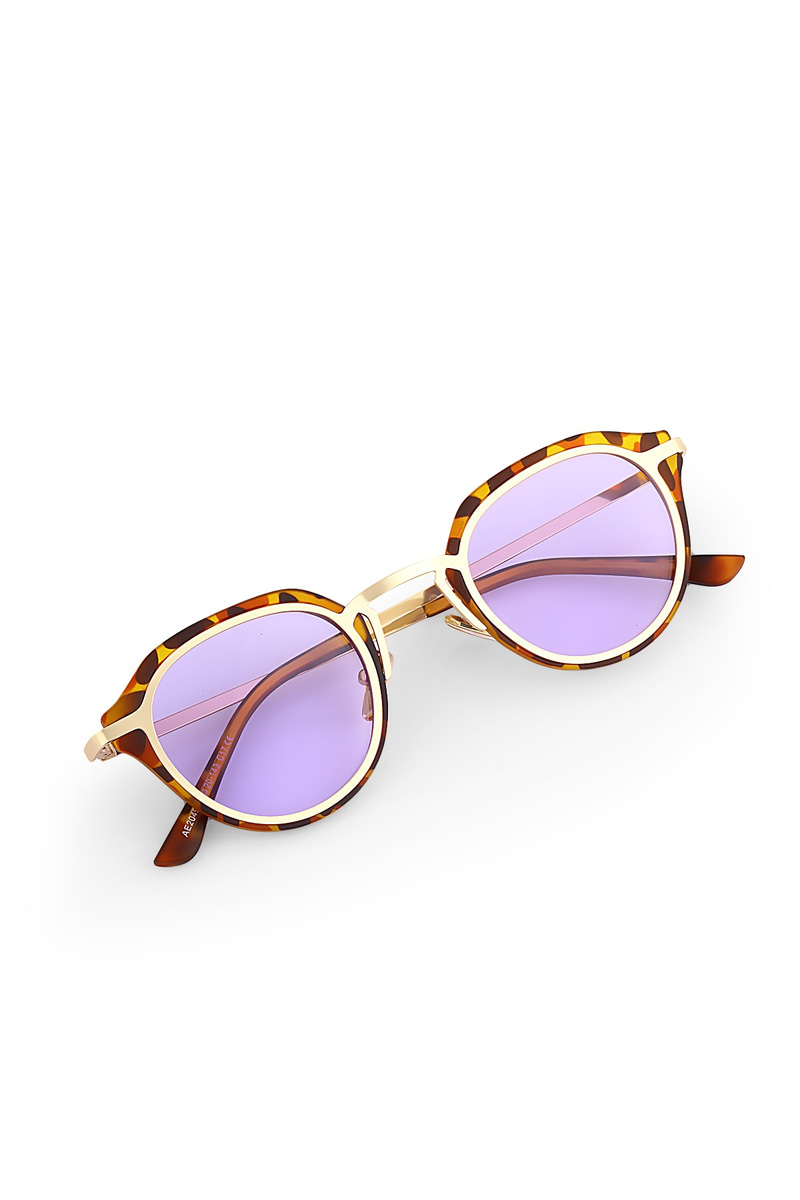 Alyssa Gold Purple Leopard Güneş Gözlüğü