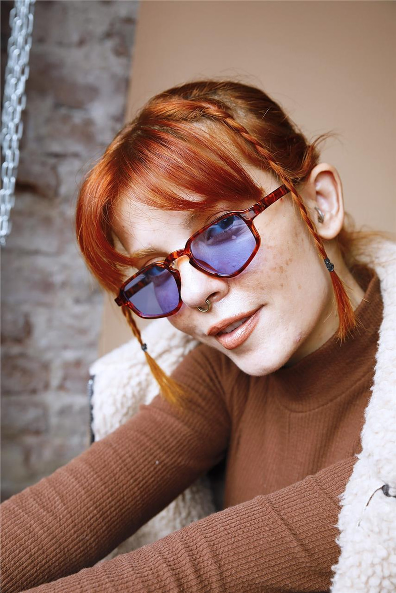 Amelie Leopard Blue Güneş Gözlüğü