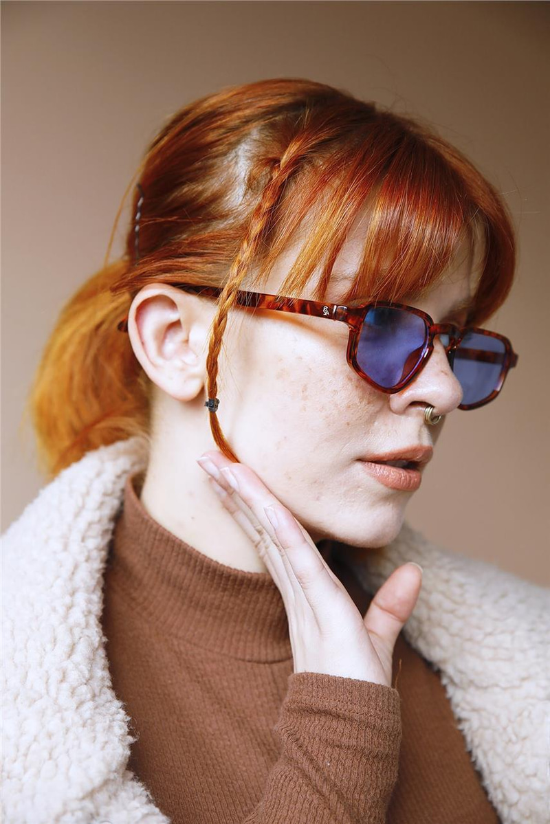 Amelie Leopard Blue Güneş Gözlüğü
