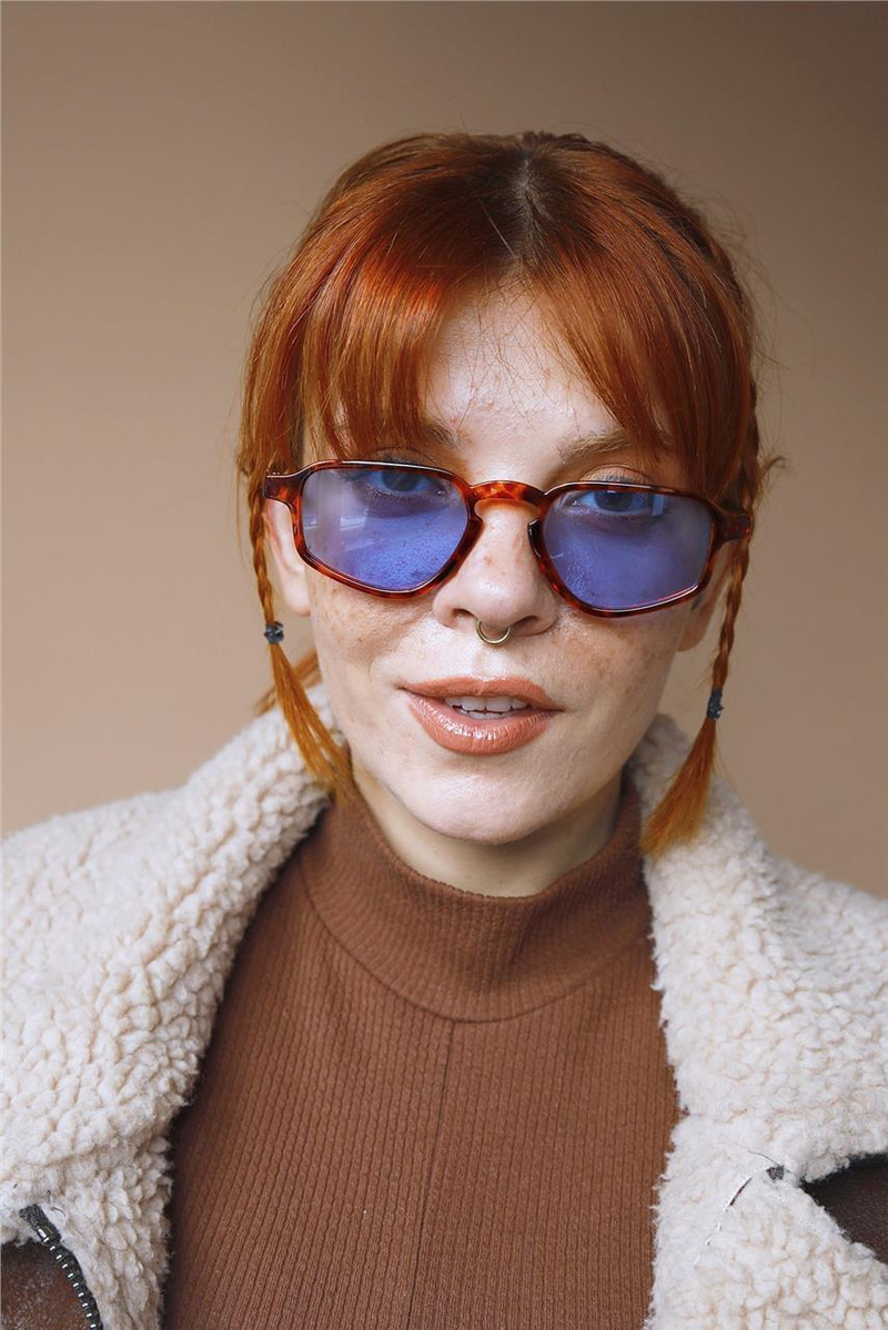 Amelie Leopard Blue Güneş Gözlüğü