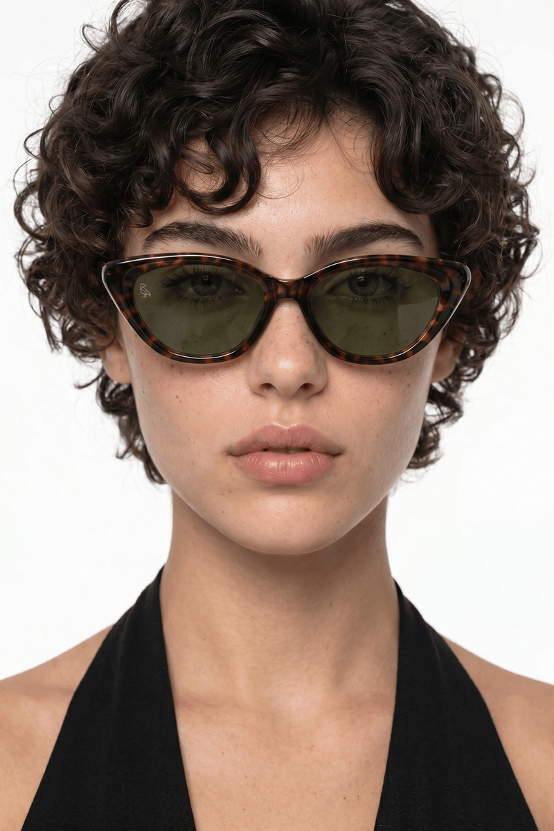 Asude Leopard Green Güneş Gözlüğü