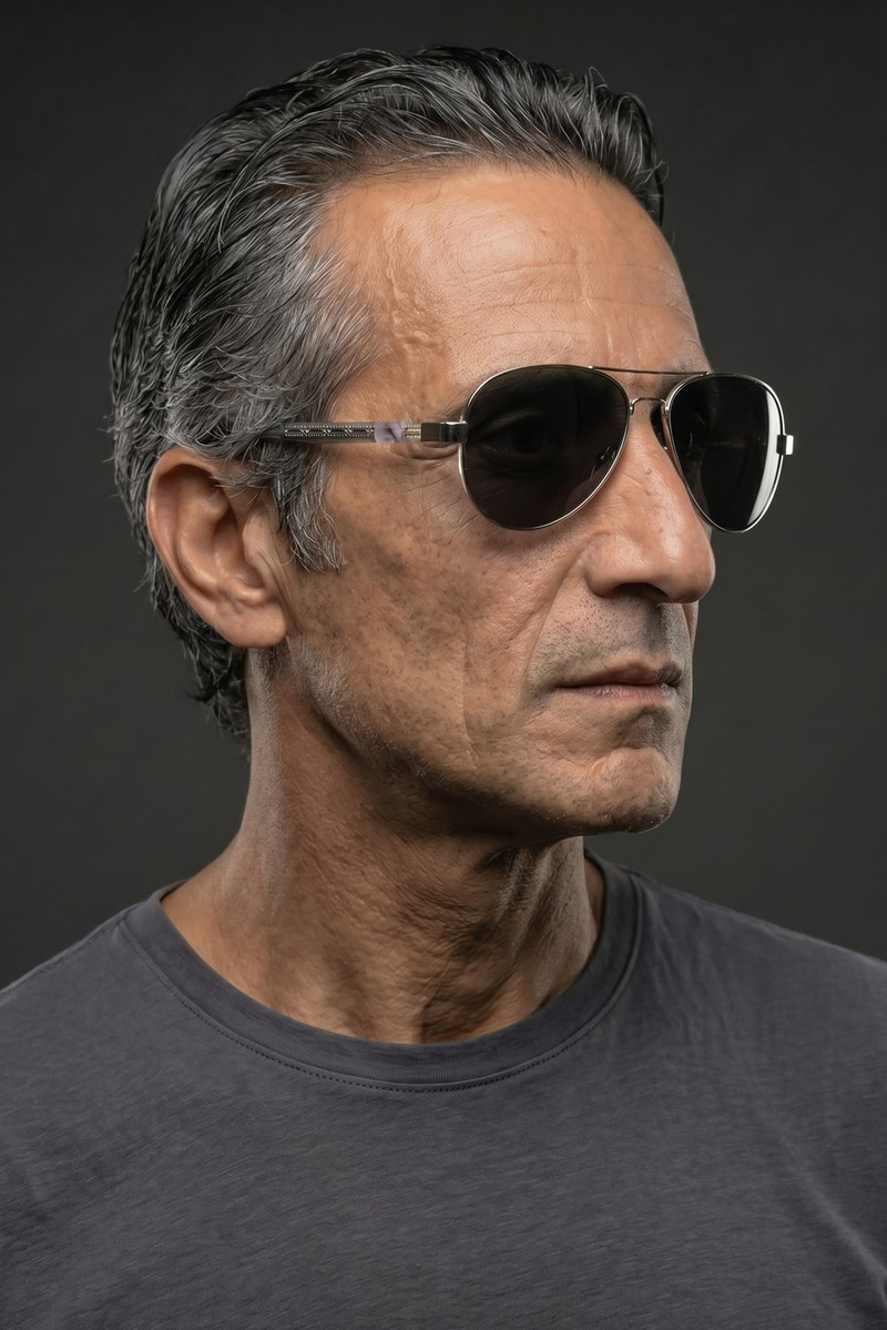 Ethan Silver Grey Black Erkek Güneş Gözlüü