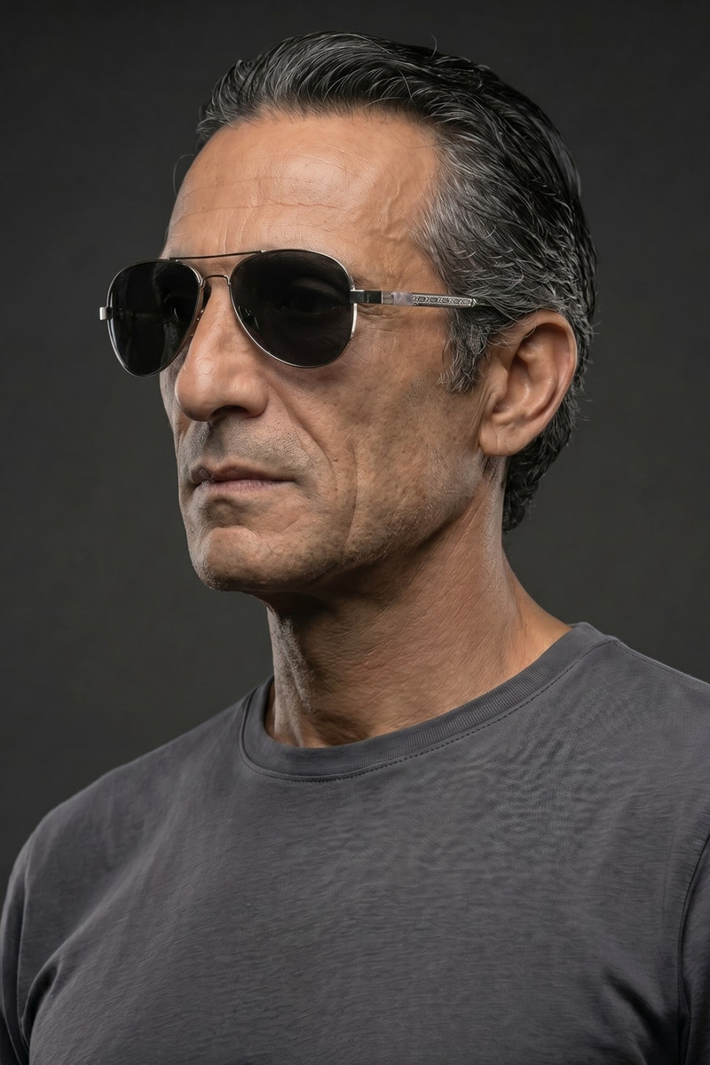 Ethan Silver Grey Black Erkek Güneş Gözlüü