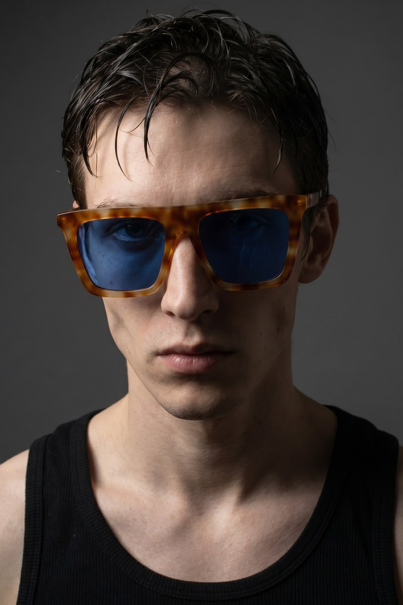 Rina Orange Leopard Blue Erkek Güneş Gözlüğü