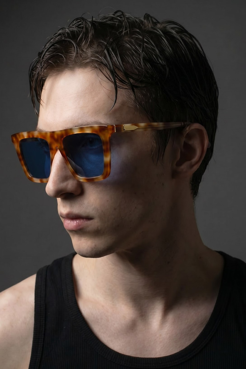 Rina Orange Leopard Blue Erkek Güneş Gözlüğü